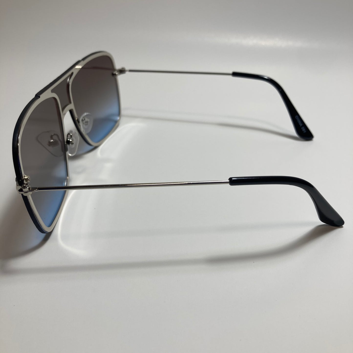 mens and womens black and silver shield aviator sunglasses
