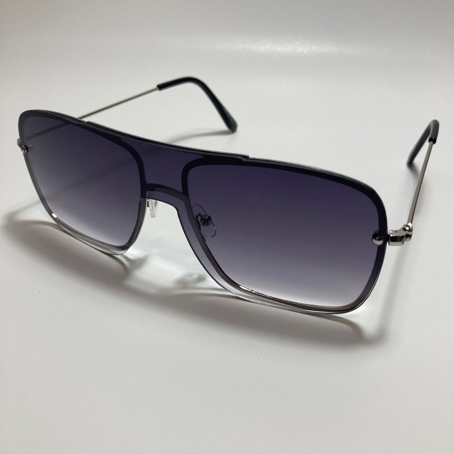 mens and womens black and silver shield aviator sunglasses