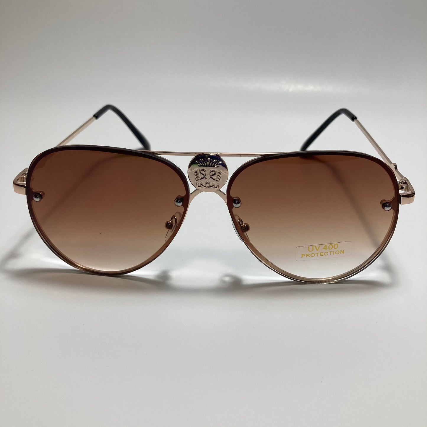 mens and womens gold and brown aviator sunglasses