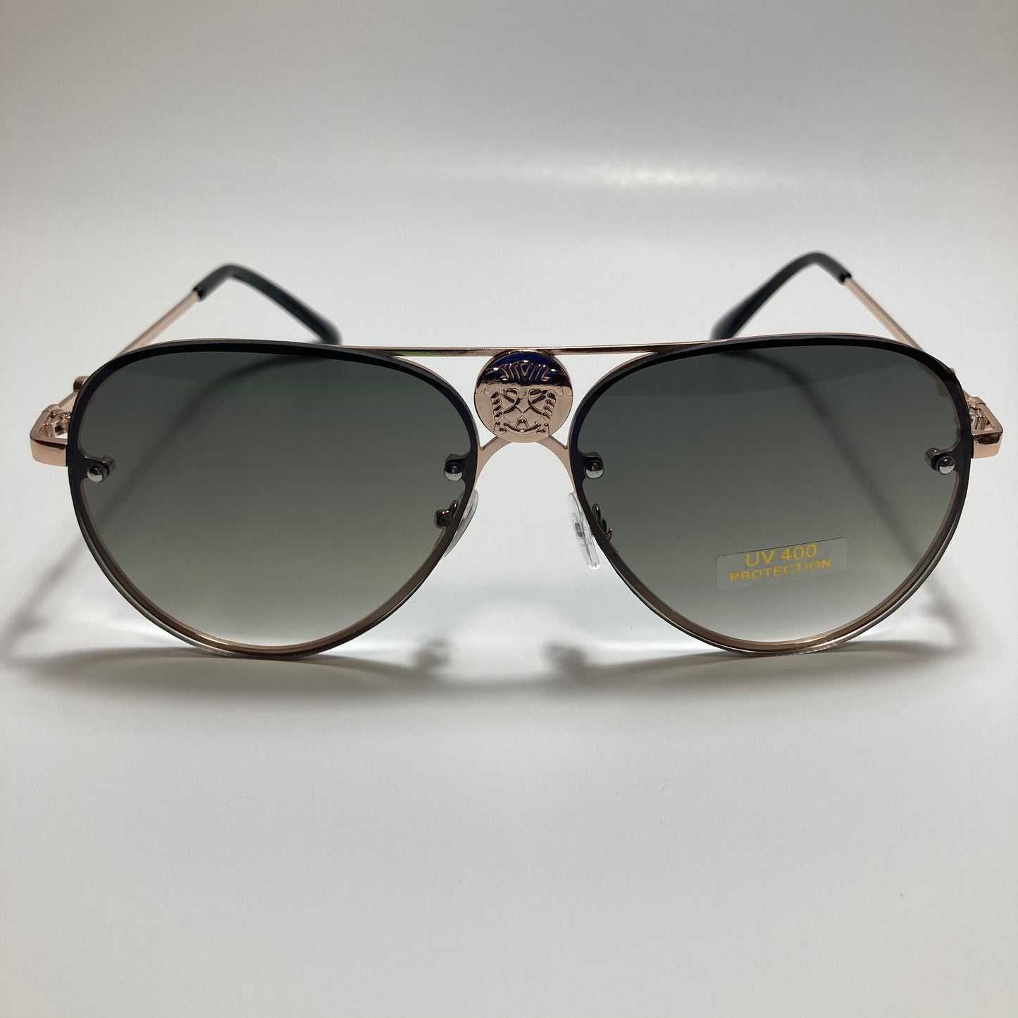 mens and womens gold and green aviator sunglasses