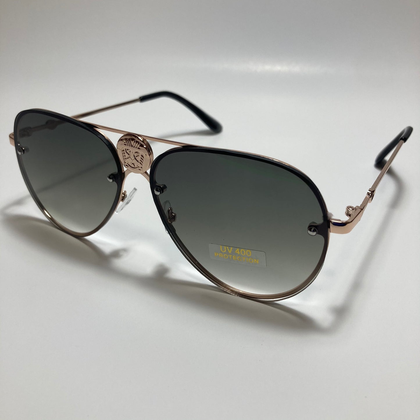 mens and womens gold and green aviator sunglasses