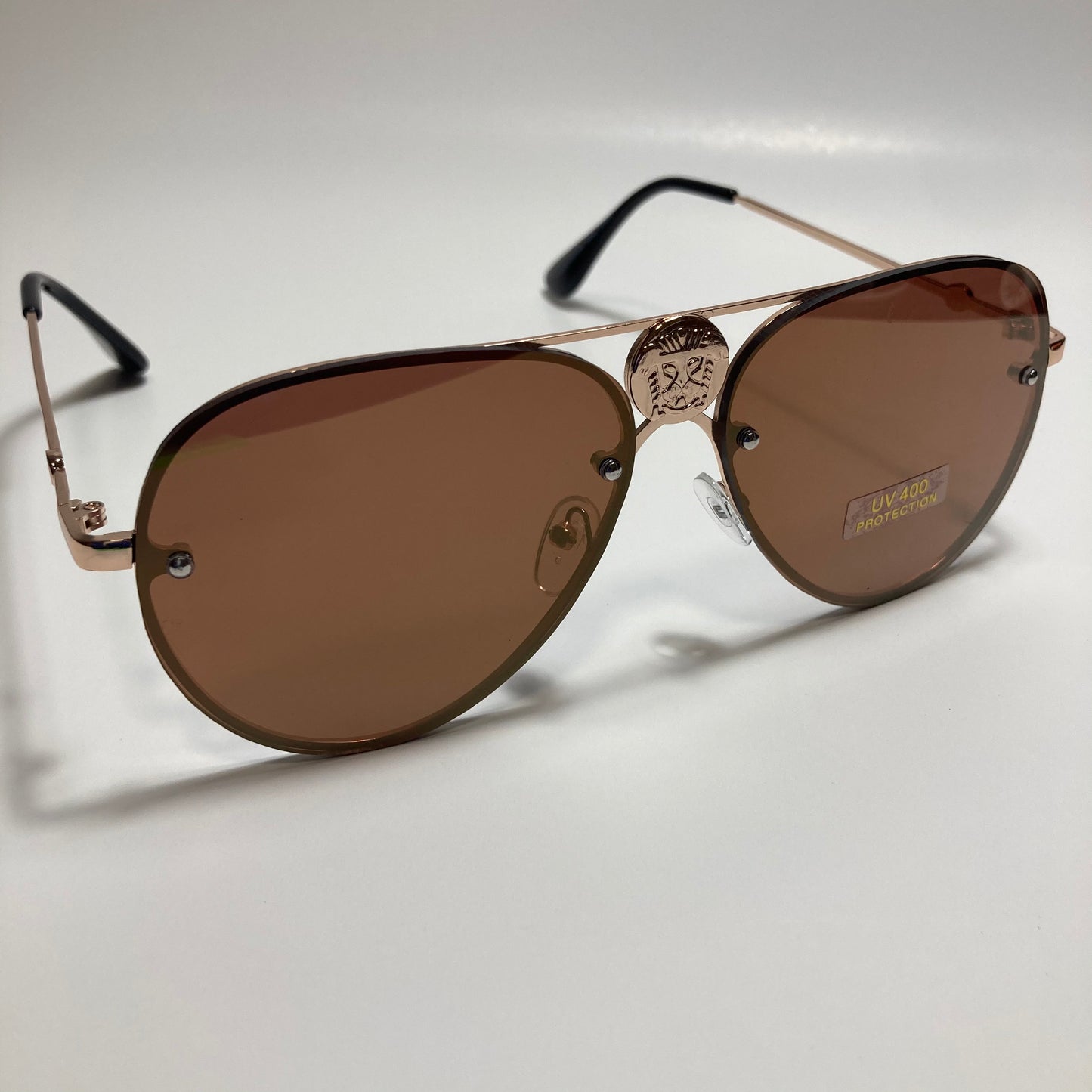 mens and womens gold and brown aviator sunglasses