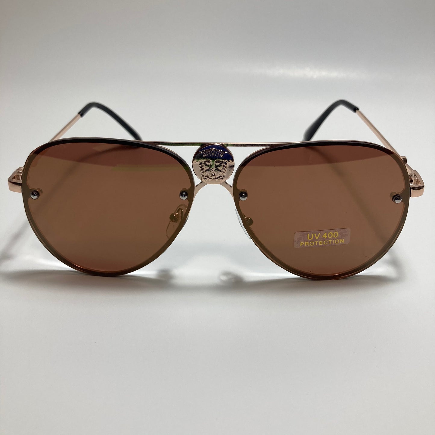 mens and womens gold and brown aviator sunglasses