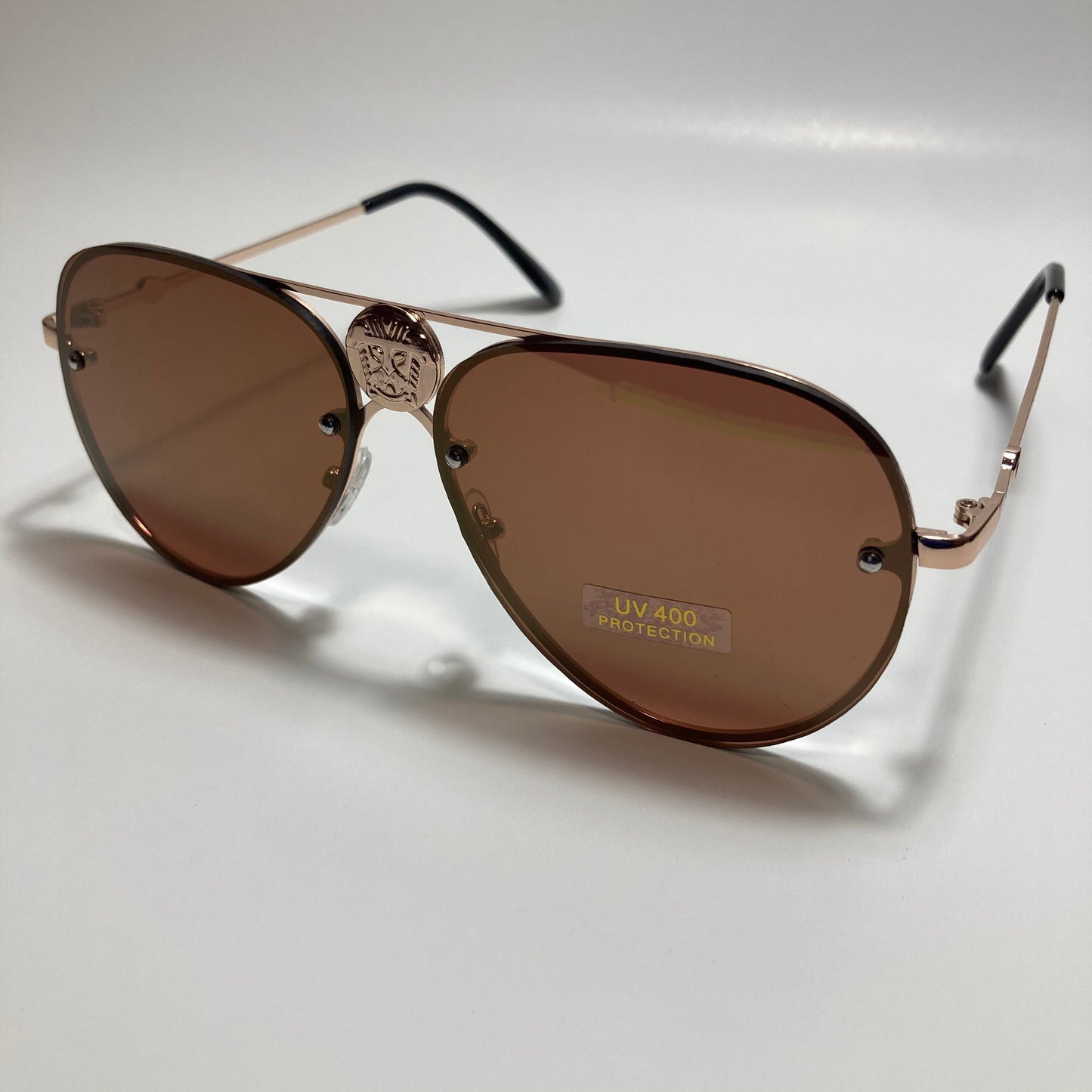 mens and womens gold and brown aviator sunglasses