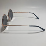 mens and womens gold and black round sunglasses