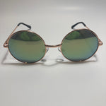 mens and womens gold and green mirrored round sunglasses
