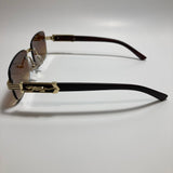 mens and womens gold and brown  rimless square sunglasses 