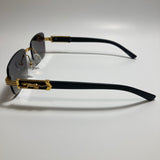 mens and womens gold and black  rimless square sunglasses 