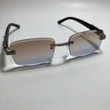 mens and womens silver and gray rimless square sunglasses 