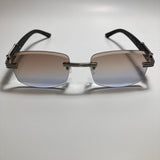 mens and womens silver and gray rimless square sunglasses 