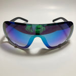 mens and womens blue mirrored shield sunglasses 