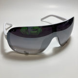 mens and womens white and silver mirrored shield sunglasses 
