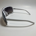 mens and womens white and silver mirrored shield sunglasses 