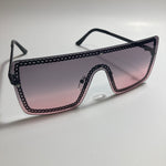 womens black and pink shield sunglasses