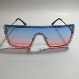 womens gold pink and blue shield sunglasses