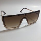 womens gold and brown shield sunglasses