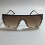 womens gold and brown shield sunglasses