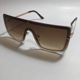 womens gold and brown shield sunglasses