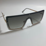 womens gold and green shield sunglasses