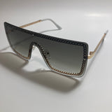 womens gold and green shield sunglasses