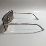 womens gold and green shield sunglasses