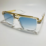 mens and womens clear gold and blue gazelle sunglasses