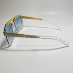 mens and womens clear gold and blue gazelle sunglasses