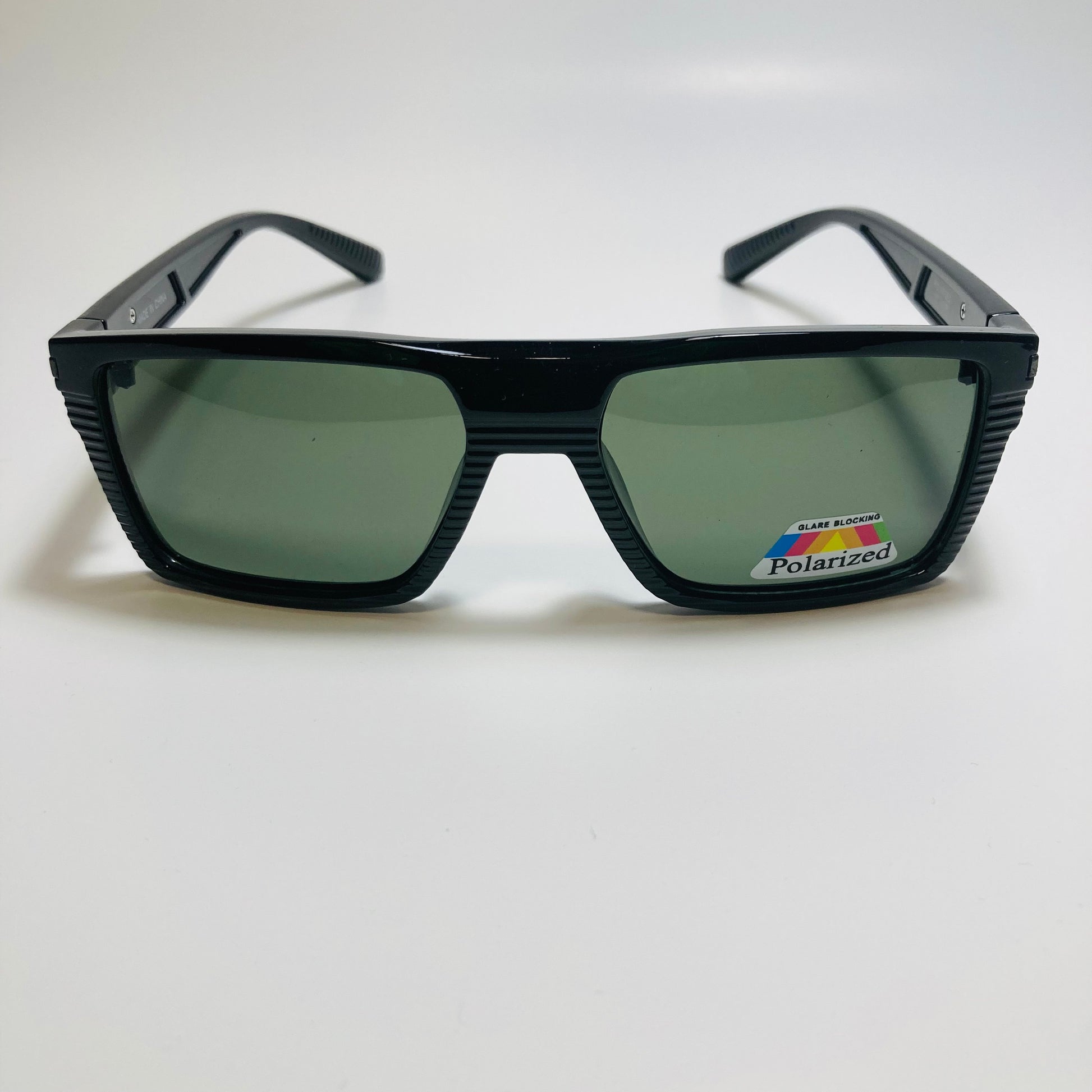 mens black and green square polarized sunglasses
