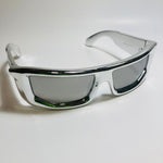 mens and womens futuristic sunglasses silver and mirrored silver