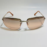 mens and womens gold and brown half rim wrap 2000s sunglasses 