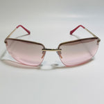 mens and womens gold and pink half rim wrap 2000s sunglasses 