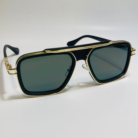 mens black green and gold aviator sunglasses 