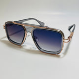 mens gray blue and gold square aviator sunglasses 