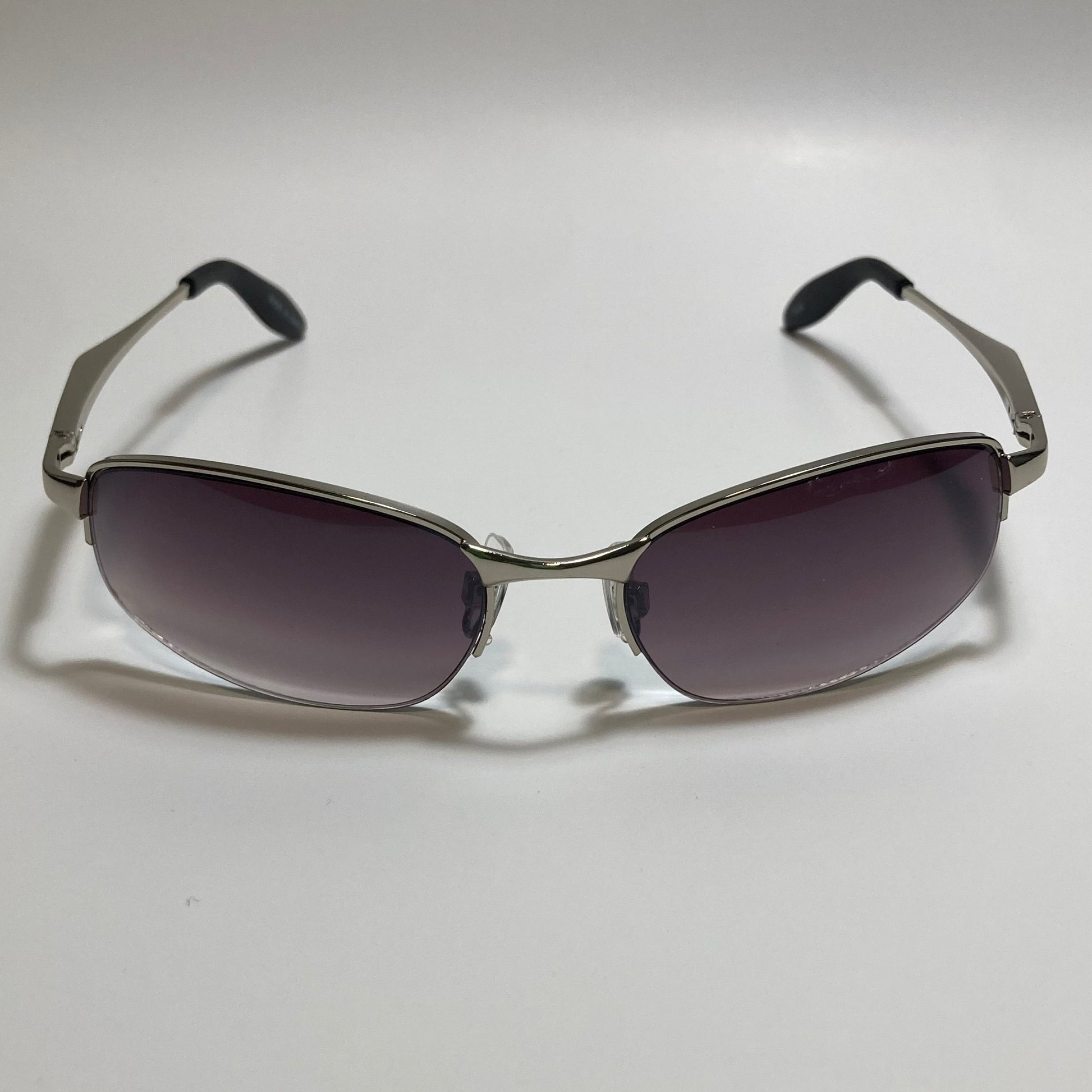 mens and womens silver and gray metal frame wrap y2k sunglasses