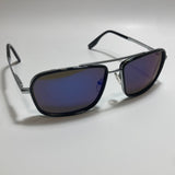 mens and womens black silver and blue mirrored aviator sunglasses