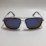 mens and womens black silver and blue mirrored aviator sunglasses