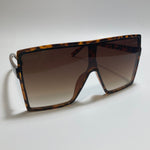 Womens oversized brown tortoise shield sunglasses