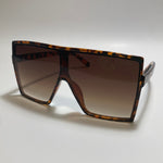 Womens oversized brown tortoise shield sunglasses