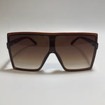 Womens oversized brown shield sunglasses