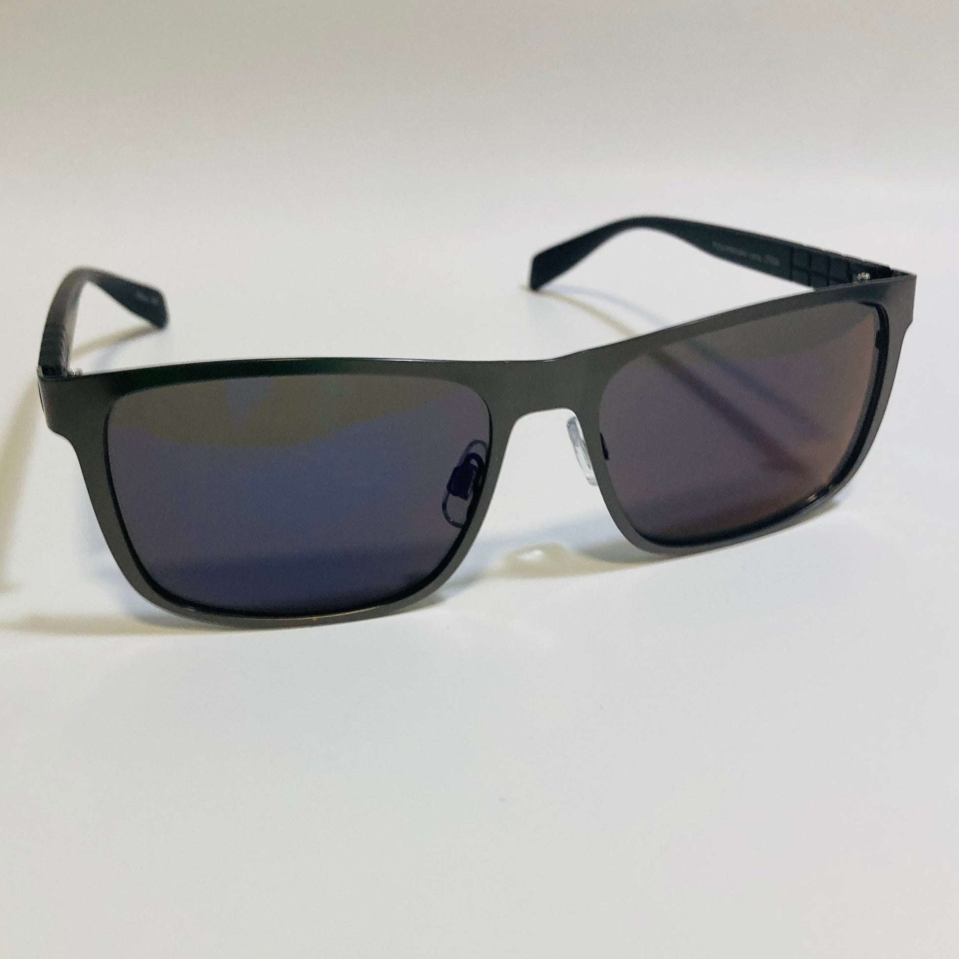 mens metal frame black and blue mirrored rectangular sunglasses