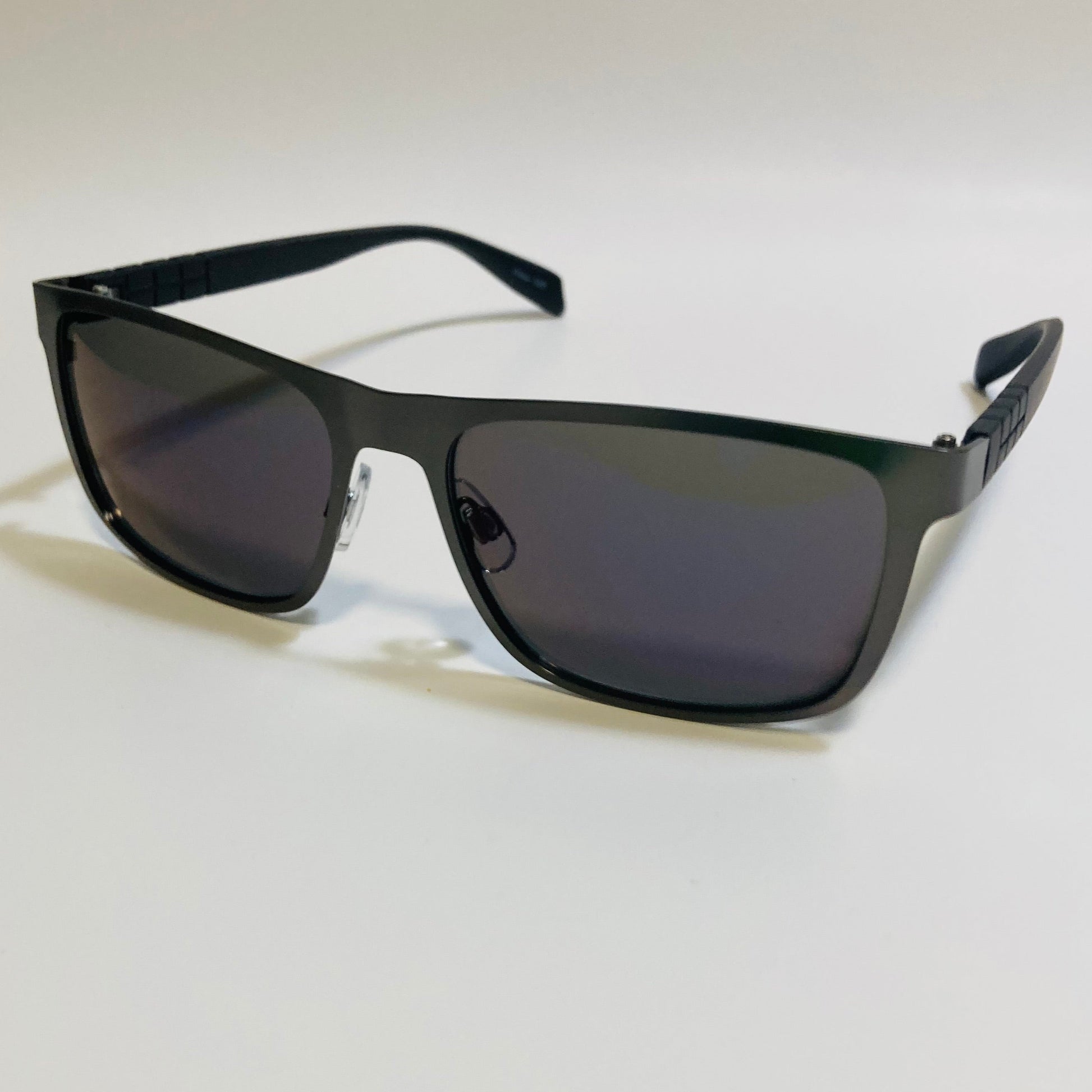 mens metal frame black and blue mirrored rectangular sunglasses