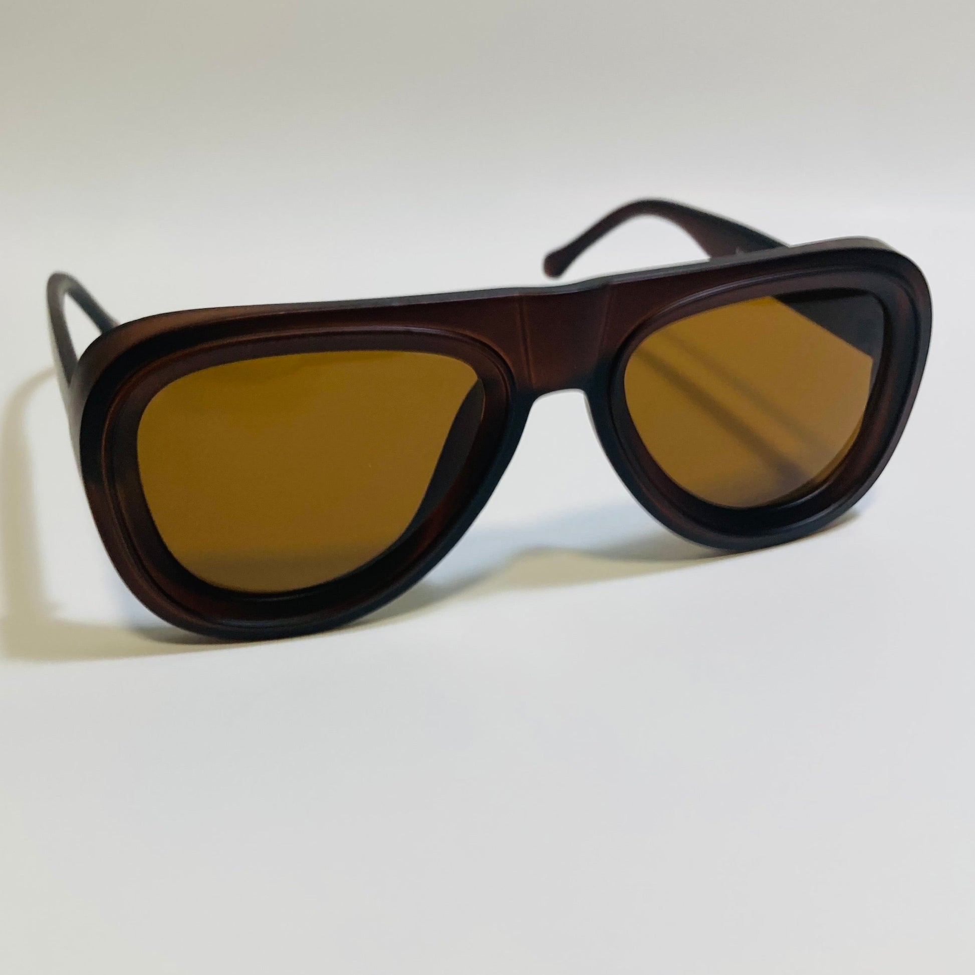 mens and womens unisex brown thick frame retro aviator sunglasses