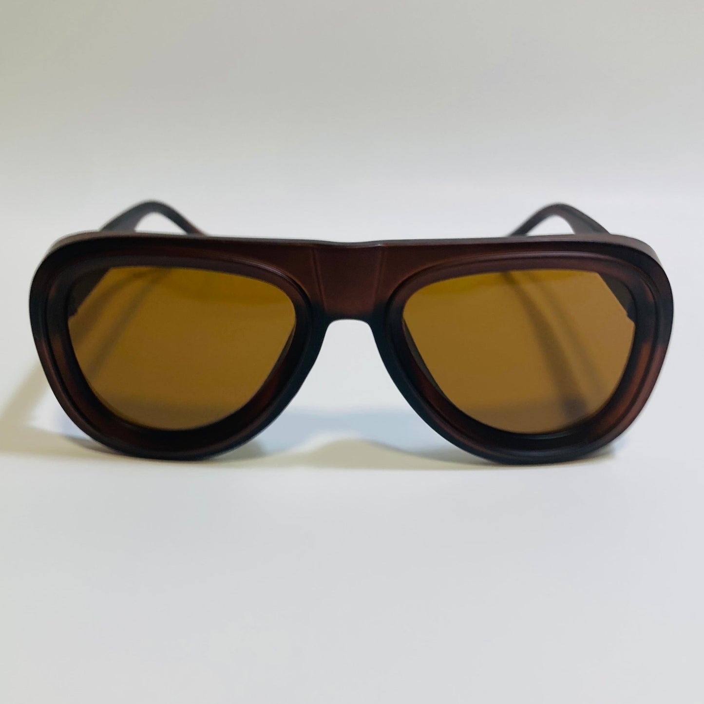 mens and womens unisex brown thick frame retro aviator sunglasses
