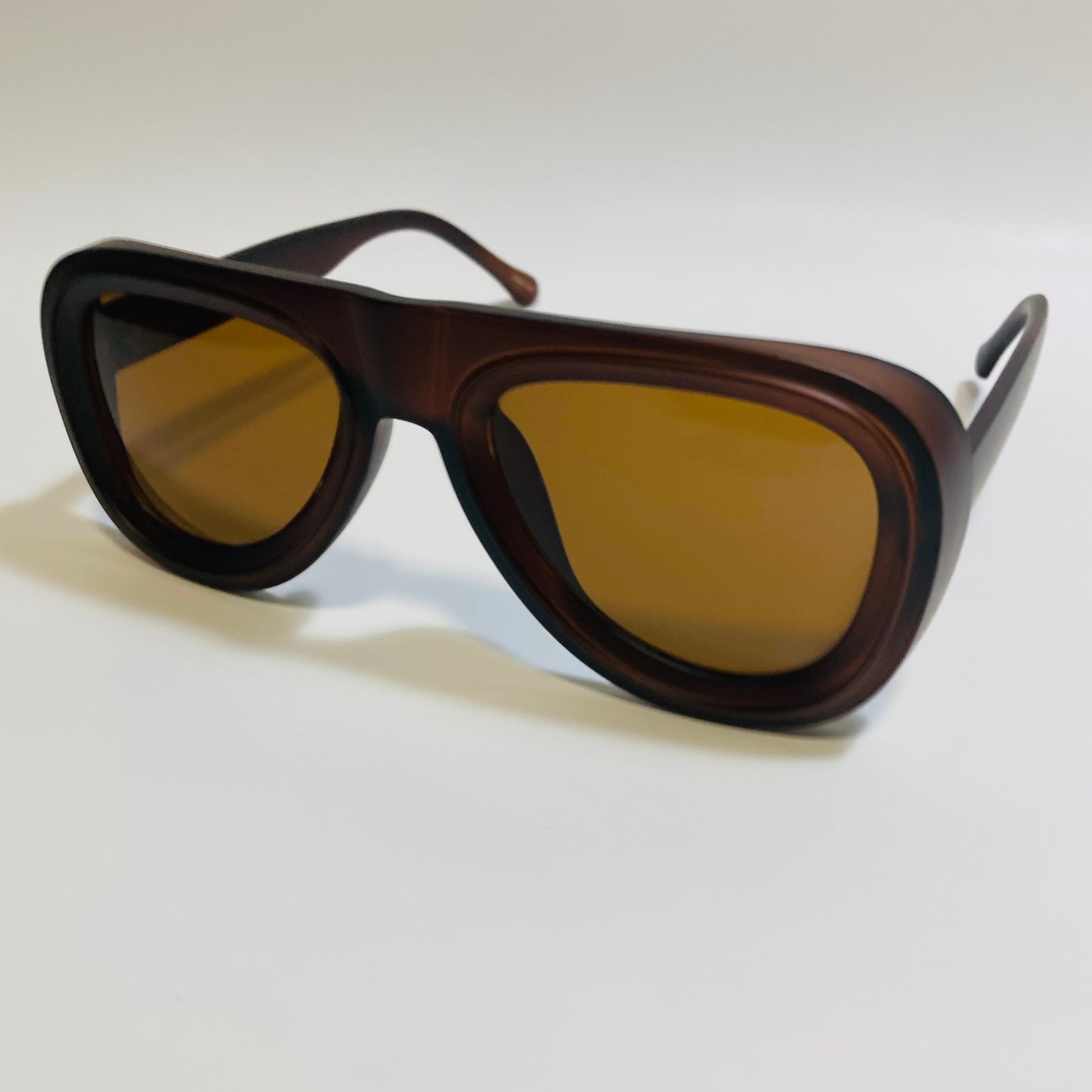 mens and womens unisex brown thick frame retro aviator sunglasses