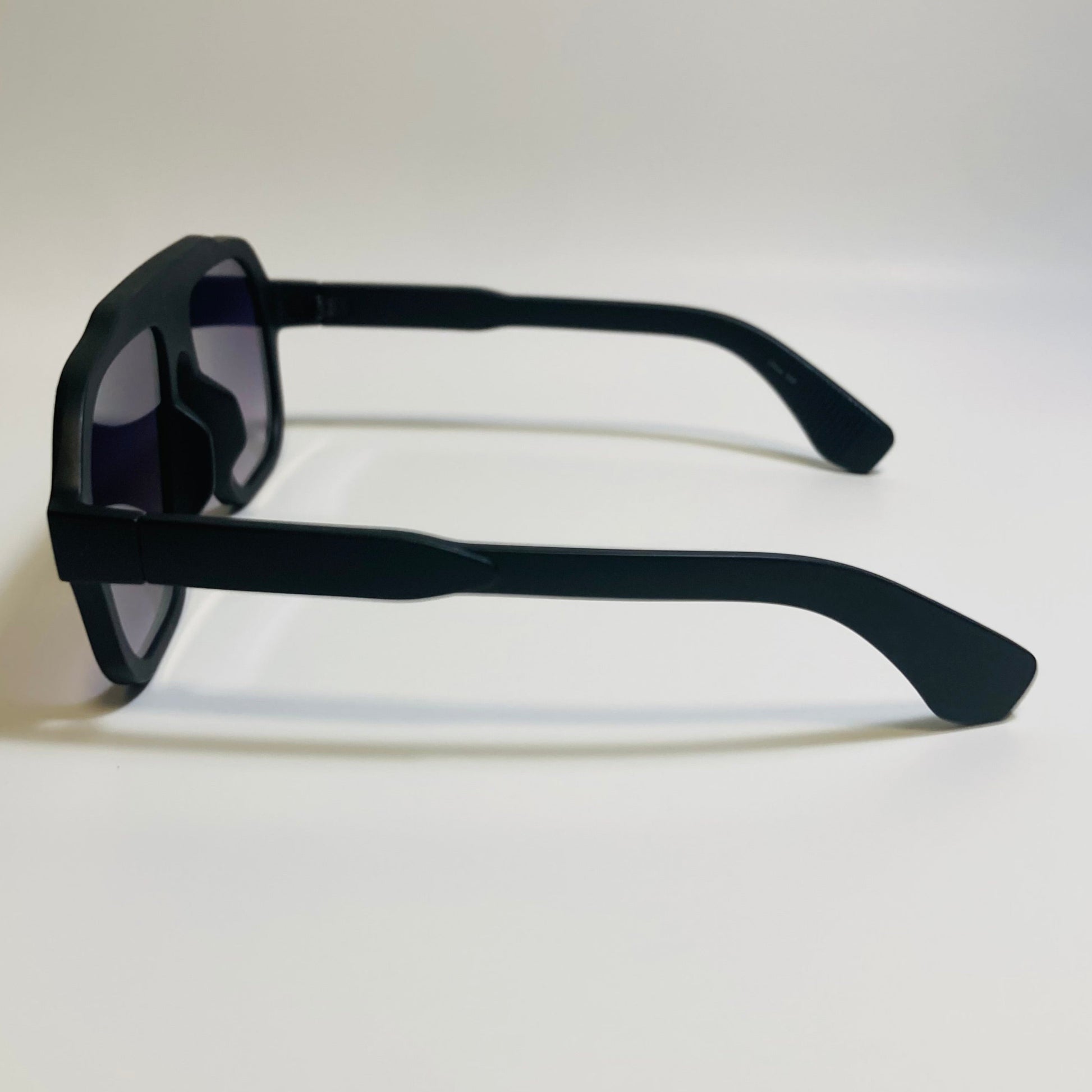Mens and womens unisex black gold and gray square aviator 70s sunglasses