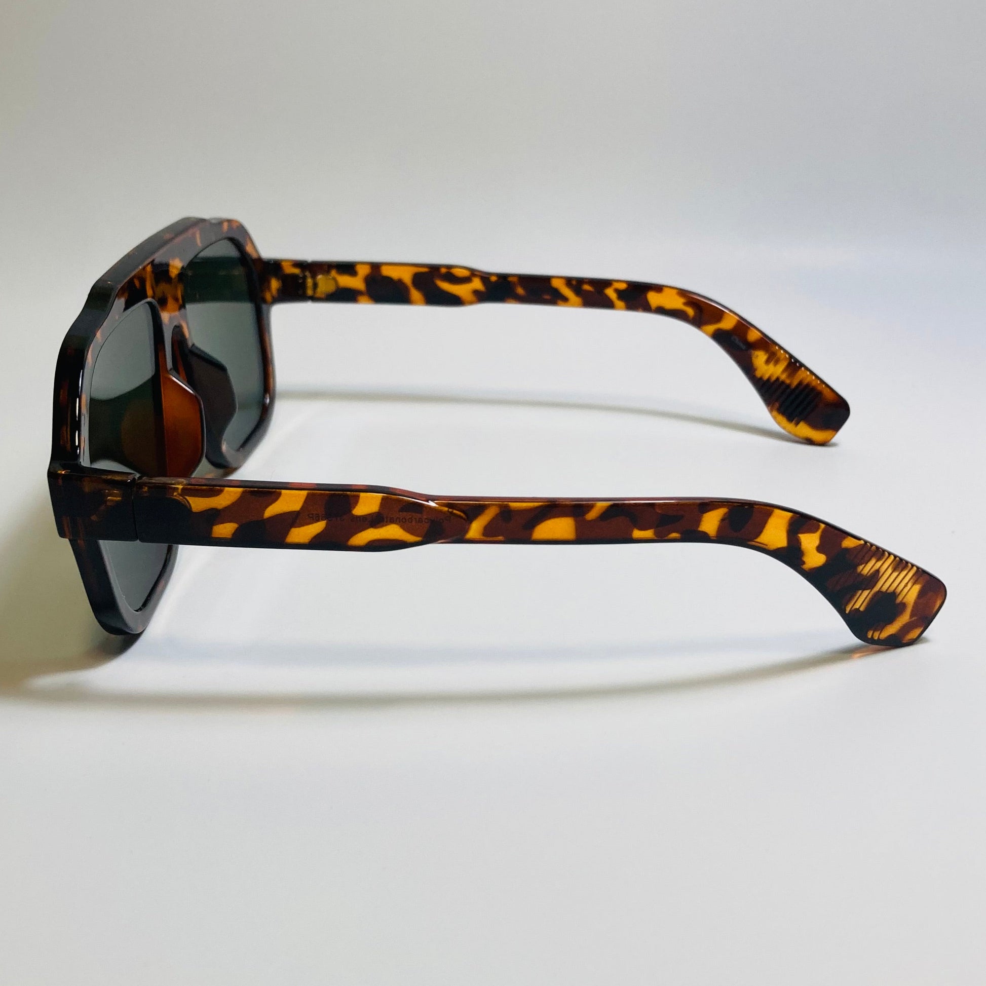 Mens and womens unisex brown gold and green square aviator 70s sunglasses