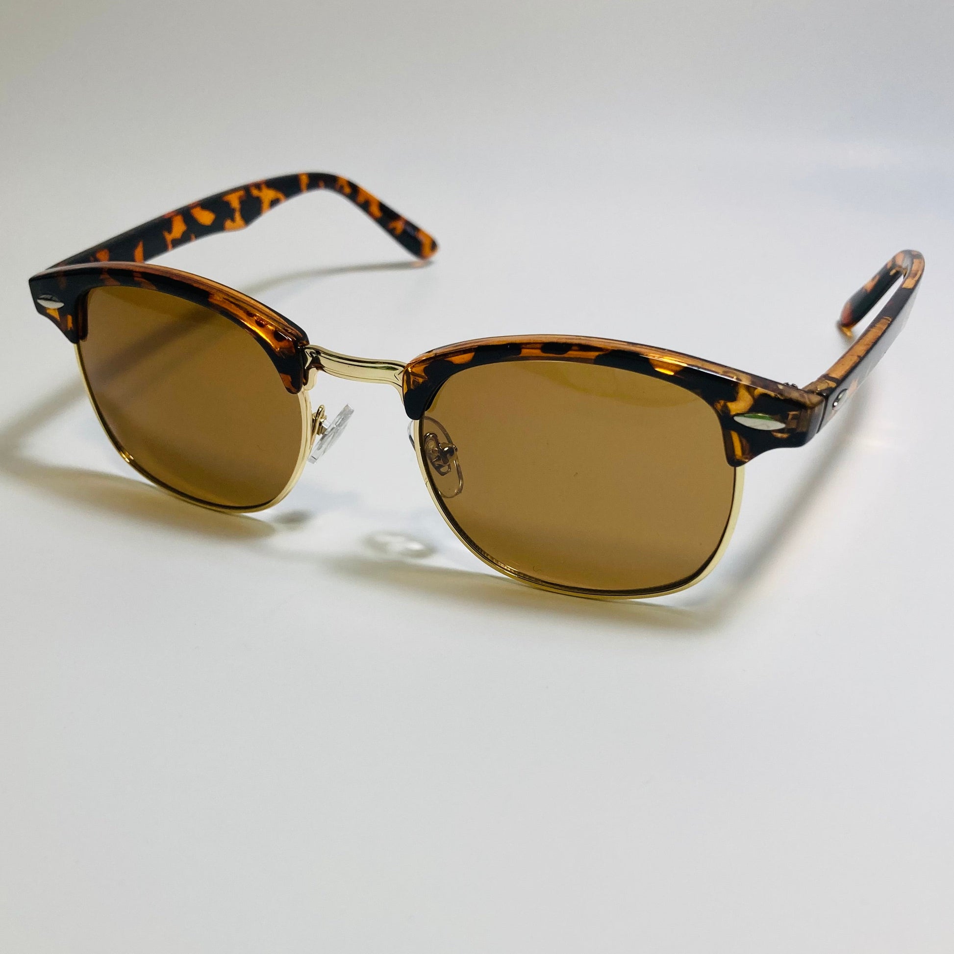 mens and womens unisex brown and gold clubmaster sunglasses