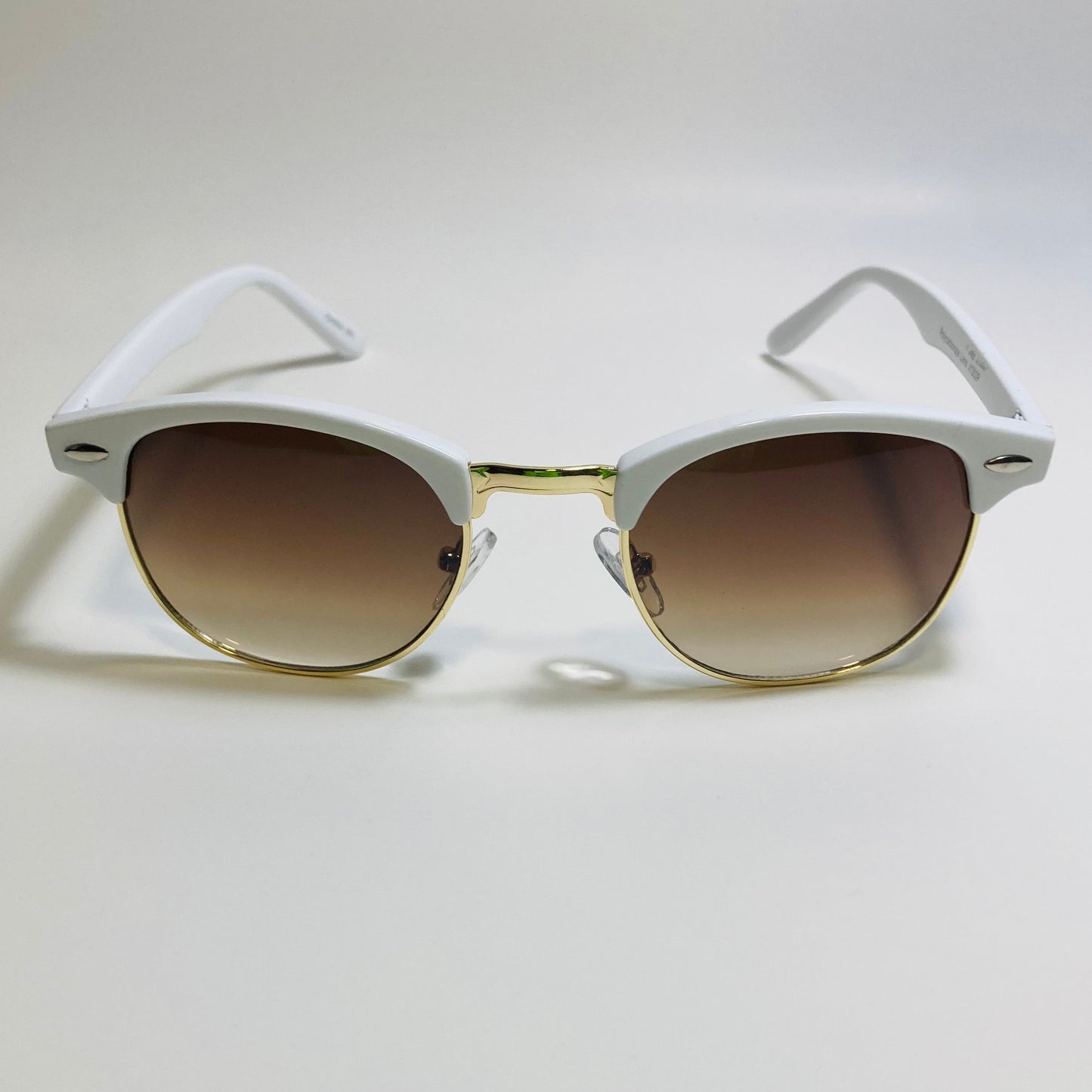mens and womens unisex white brown and gold clubmaster sunglasses