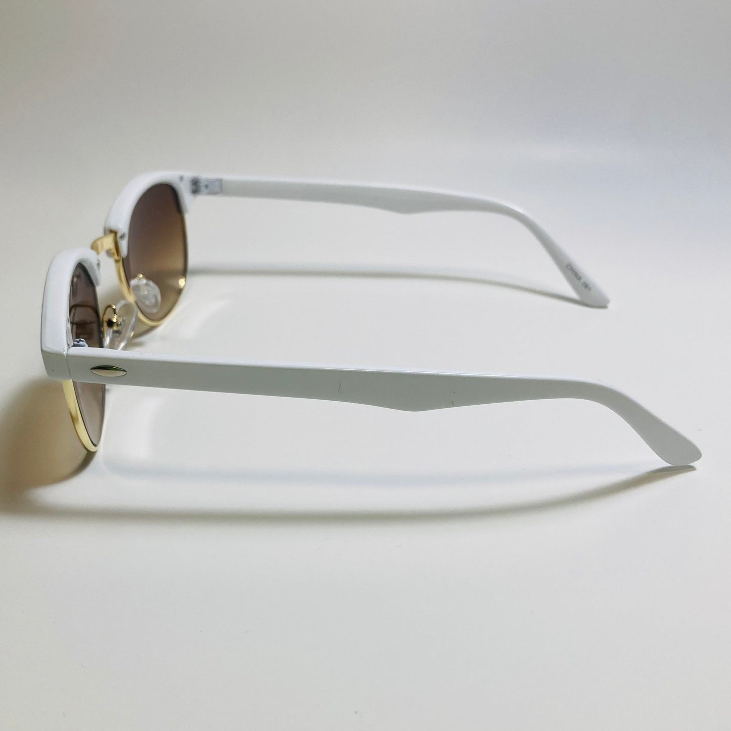mens and womens unisex white brown and gold clubmaster sunglasses