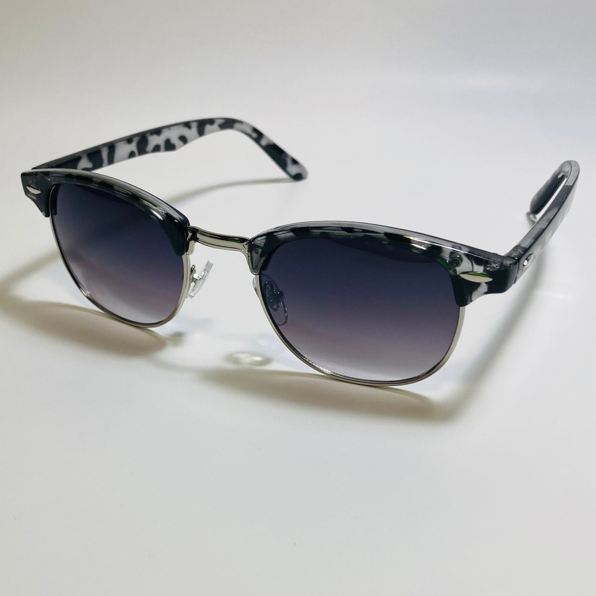 mens and womens unisex black silver and gray clubmaster sunglasses